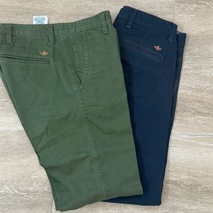 2 pairs of dockers Slim Tapered Alpha pants Size 32 x30  Khaki and Navy Blue